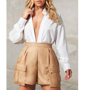 PLT Camel Pocket Detail Cargo Shorts